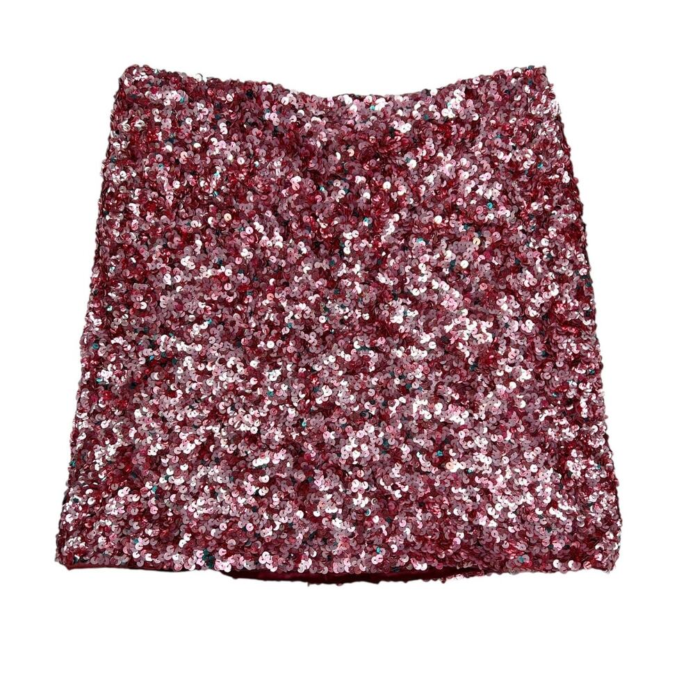 Dolce & Gabbana Authentic Sequin Mini Pencil Skirt Pink Burgundy Womens 42, US 6 - Picture 2 of 7